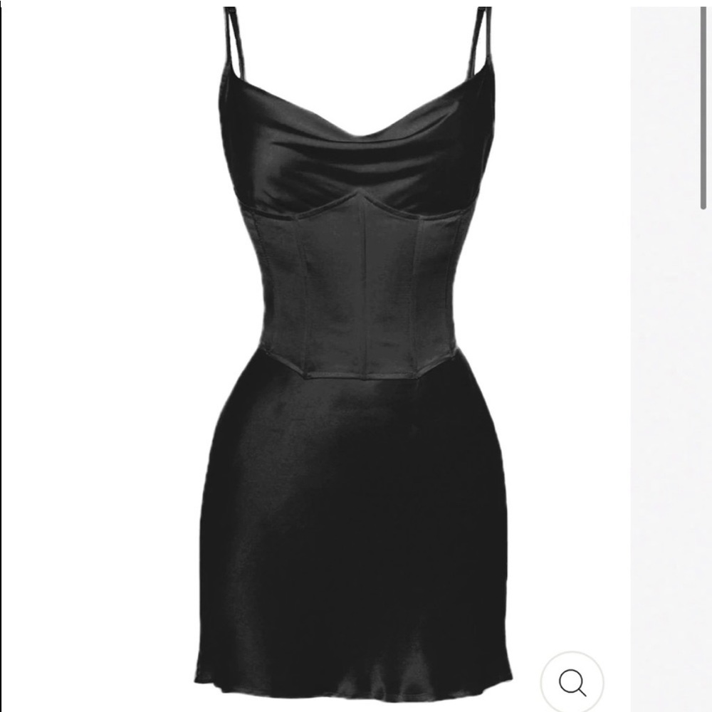 NWT Black satin mini dress